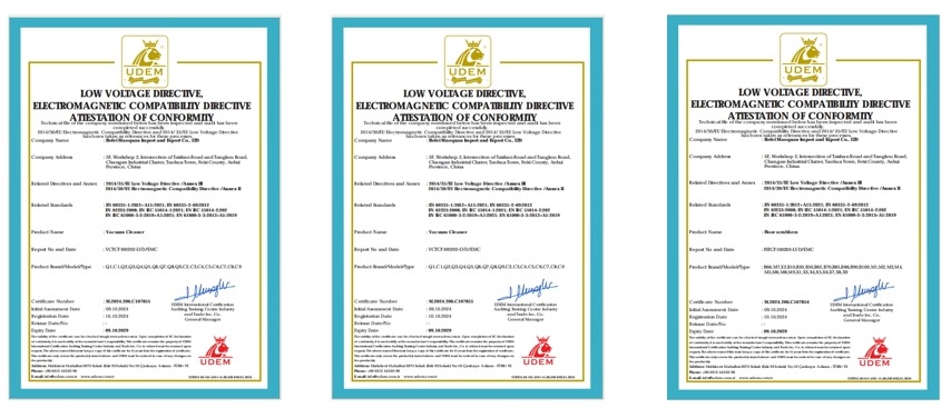 Certification of cleaning equipment