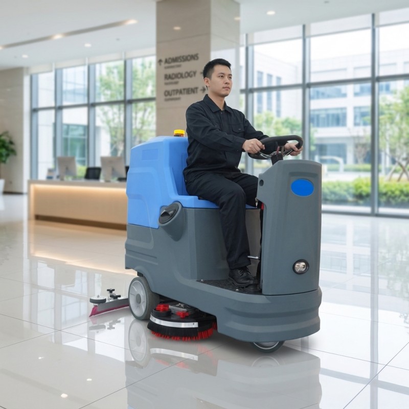 ride-on floor scrubber with strong suction